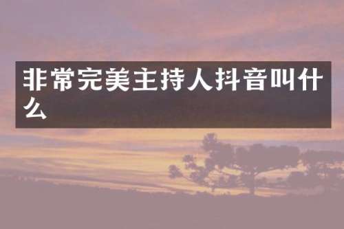非常完美主持人抖音叫什么