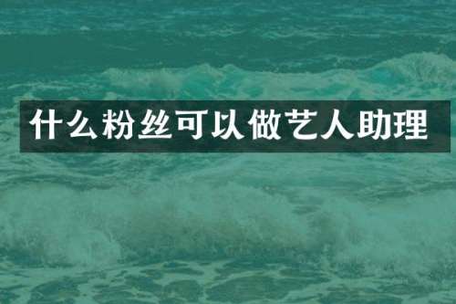 什么粉丝可以做艺人助理