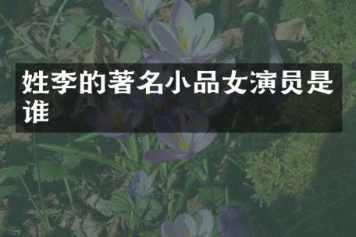 姓李的著名小品女演员是谁