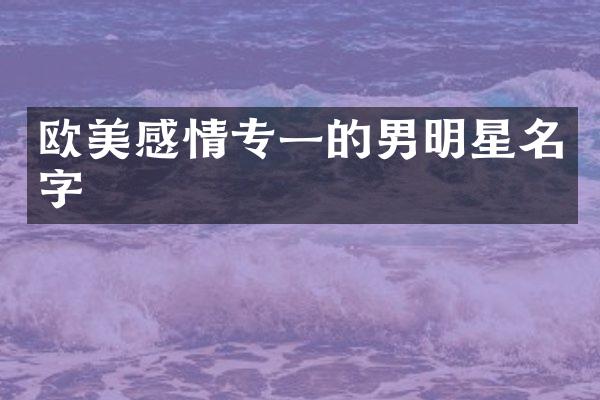 欧美感情专一的男明星名字