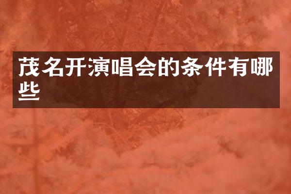 茂名开演唱会的条件有哪些
