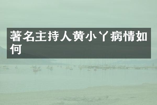 著名主持人黄小丫病情如何