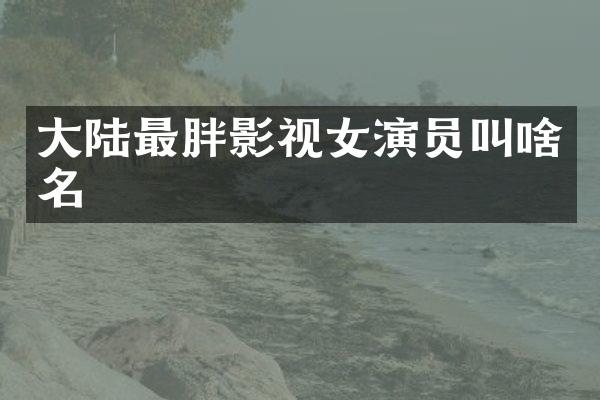大陆最胖影视女演员叫啥名