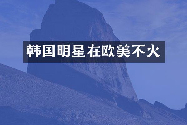 韩国明星在欧美不火