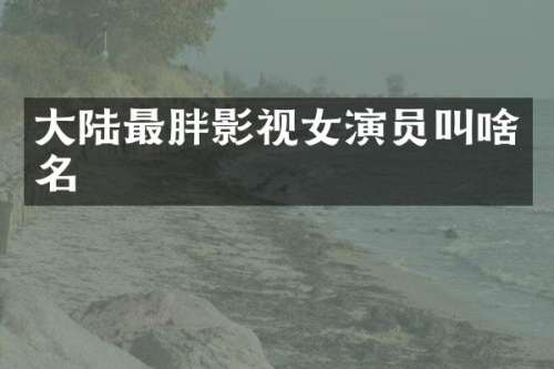 大陆最胖影视女演员叫啥名