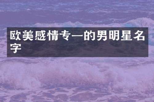 欧美感情专一的男明星名字