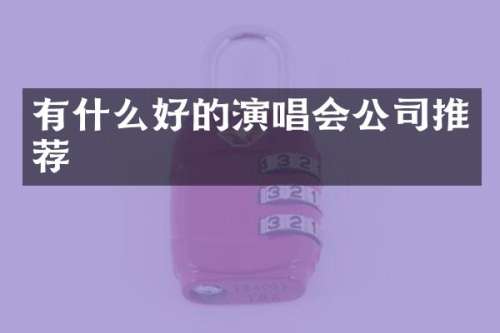 有什么好的演唱会公司推荐