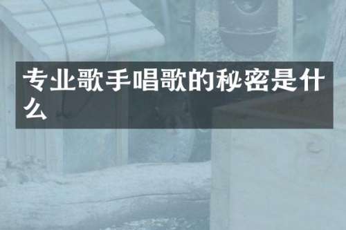 专业歌手唱歌的秘密是什么