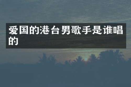 爱国的港台男歌手是谁唱的