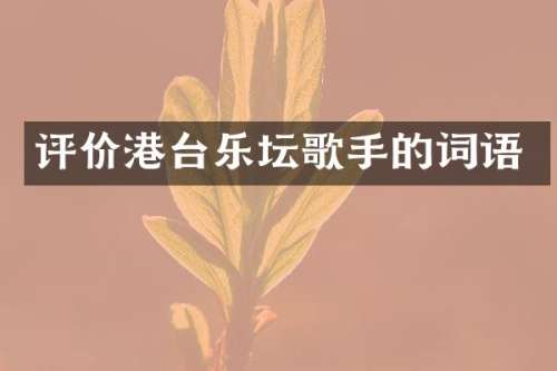 评价港台乐坛歌手的词语