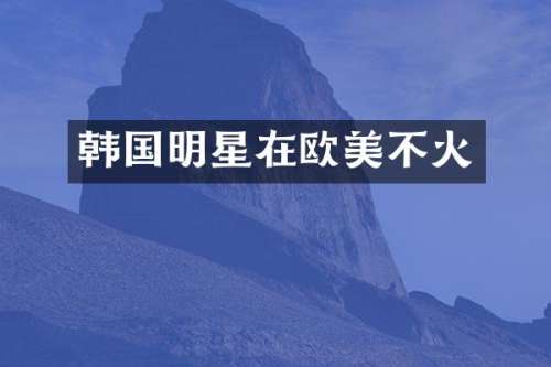 韩国明星在欧美不火