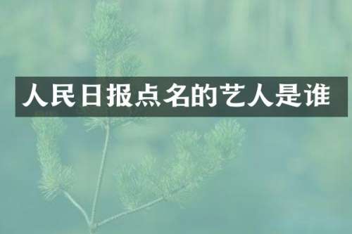 人民日报点名的艺人是谁
