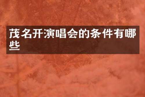 茂名开演唱会的条件有哪些