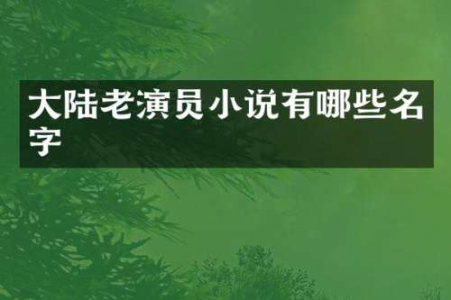 大陆老演员小说有哪些名字