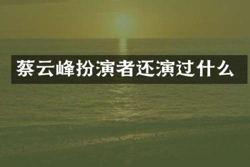 蔡云峰扮演者还演过什么