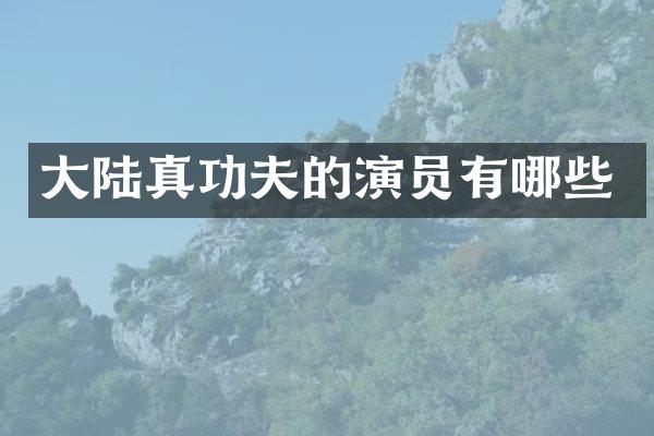 大陆真功夫的演员有哪些