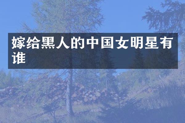 嫁给黑人的中国女明星有谁