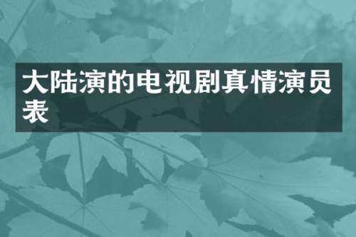 大陆演的电视剧真情演员表