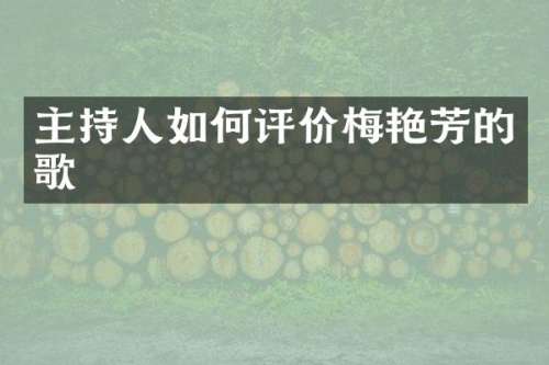 主持人如何评价梅艳芳的歌