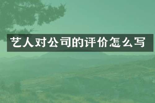 艺人对公司的评价怎么写