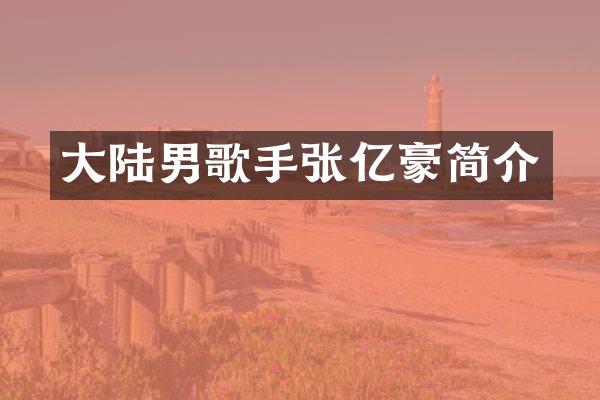 大陆男歌手张亿豪简介