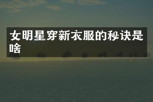 女明星穿新衣服的秘诀是啥
