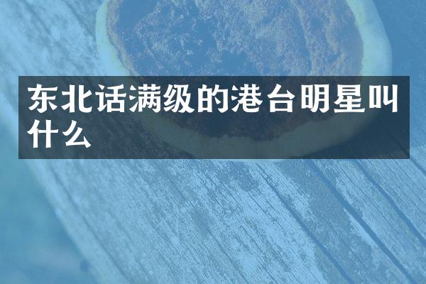 东北话满级的港台明星叫什么