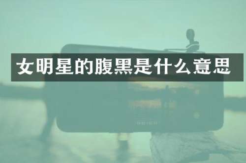 女明星的腹黑是什么意思