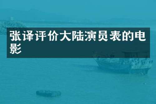 张译评价大陆演员表的电影
