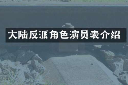 大陆反派角色演员表介绍