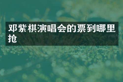 邓紫棋演唱会的票到哪里抢