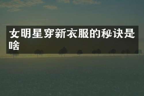 女明星穿新衣服的秘诀是啥
