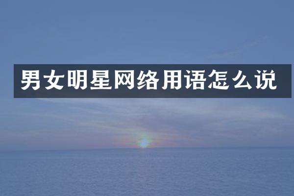男女明星网络用语怎么说
