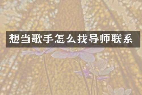 想当歌手怎么找导师联系