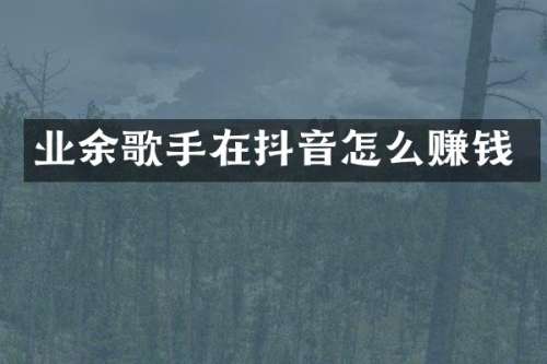 业余歌手在抖音怎么赚钱
