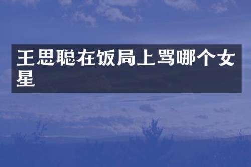 王思聪在饭局上骂哪个女星