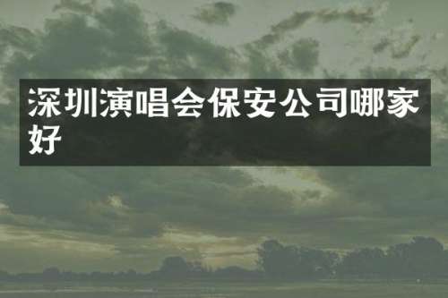深圳演唱会保安公司哪家好