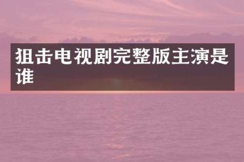 狙击电视剧完整版主演是谁