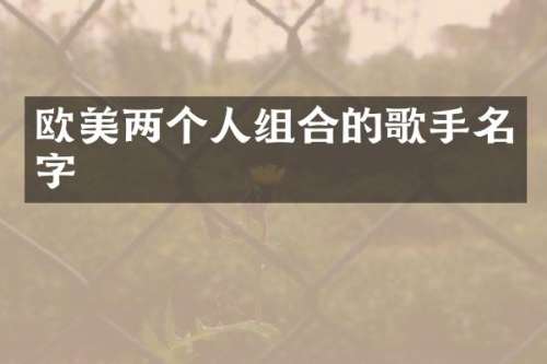 欧美两个人组合的歌手名字