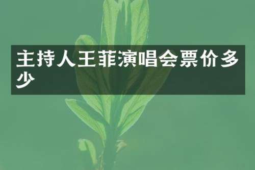 主持人王菲演唱会票价多少