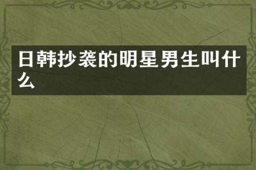 日韩抄袭的明星男生叫什么