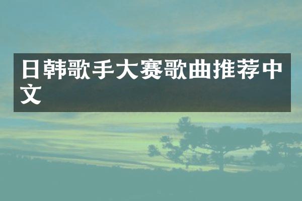 日韩歌手大赛歌曲推荐中文