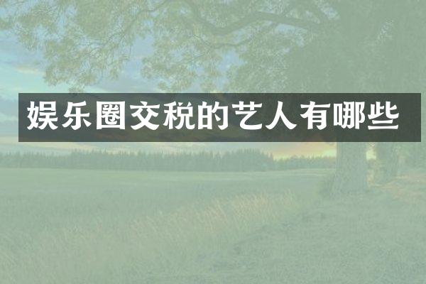 娱乐圈交税的艺人有哪些