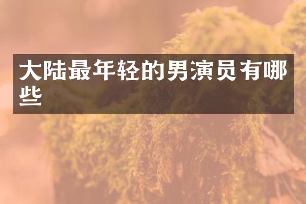 大陆最年轻的男演员有哪些