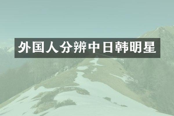 外国人分辨中日韩明星