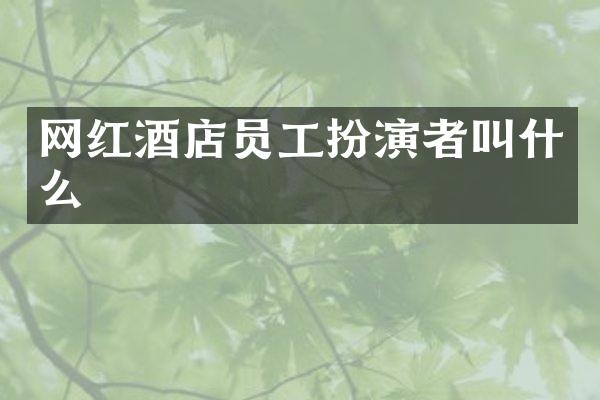 网红酒店员工扮演者叫什么