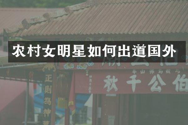 农明星如何出道国外