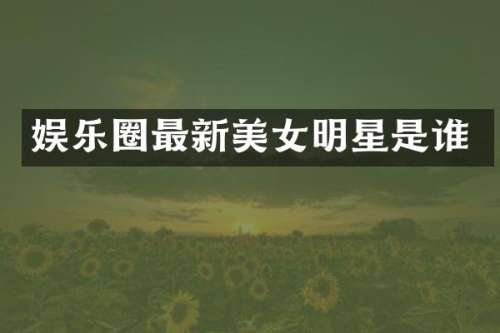娱乐圈最新明星是谁