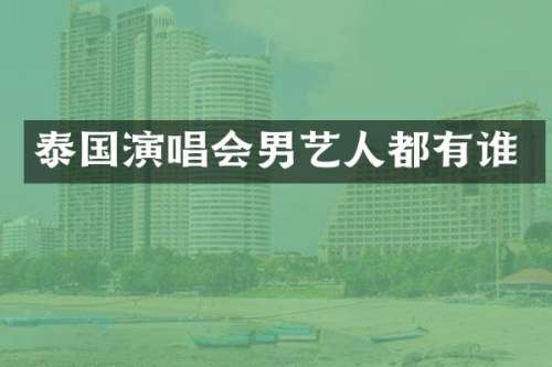 泰国演唱会男艺人都有谁