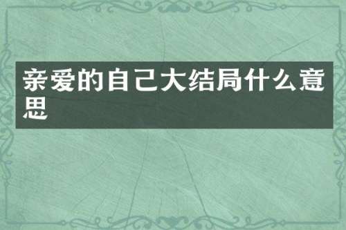 亲爱的自己大结局什么意思